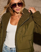 Cabin Vibes Sherpa Kontrast Şişme Mont